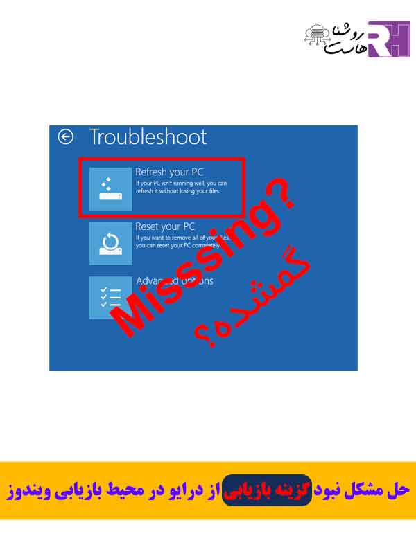 حل مشکل نبود گزینه بازیابی از درایو در محیط بازیابی ویندوز